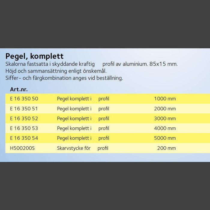 Water level gauge / Level scale 1m in aluminum profile