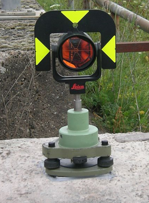 Fixed point for tripod, prism and total station